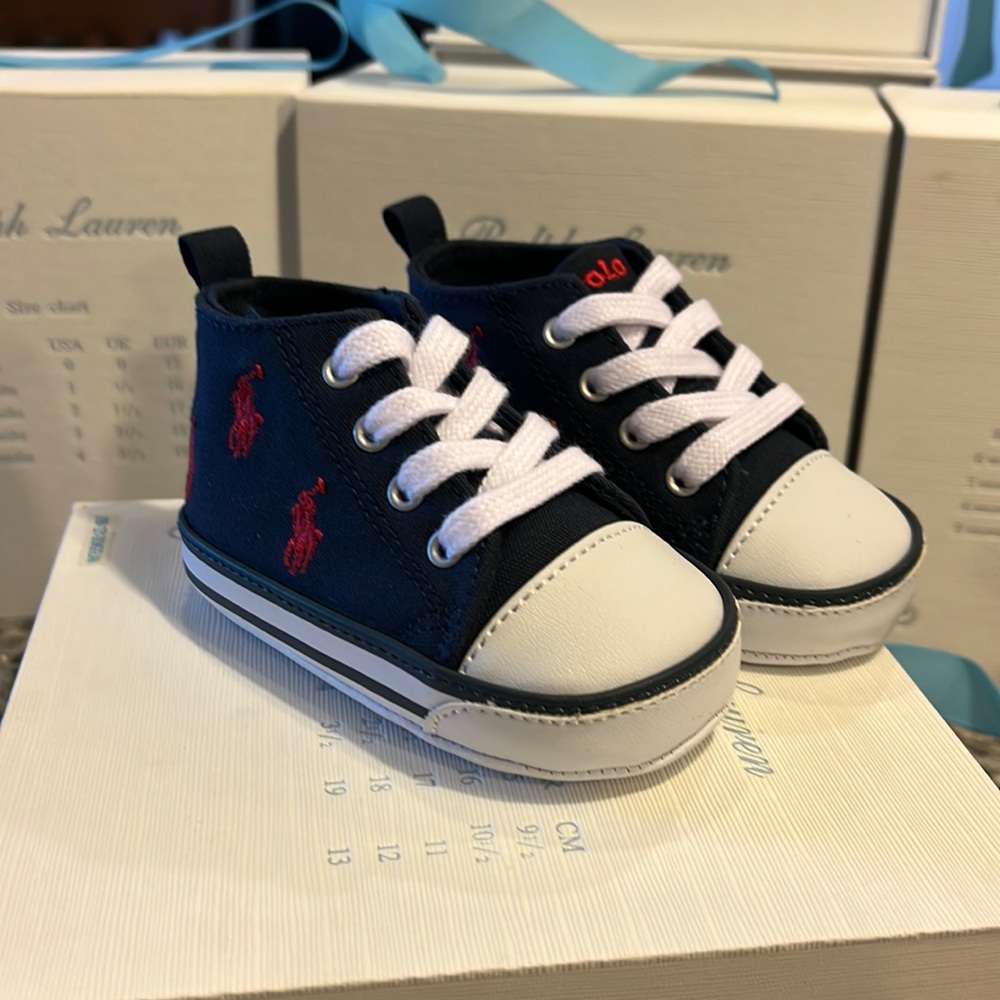 Polo Ralph Lauren Hamptyn HI baby infant crib shoes booties new 3-6 month size 2 - Picture 1 of 13